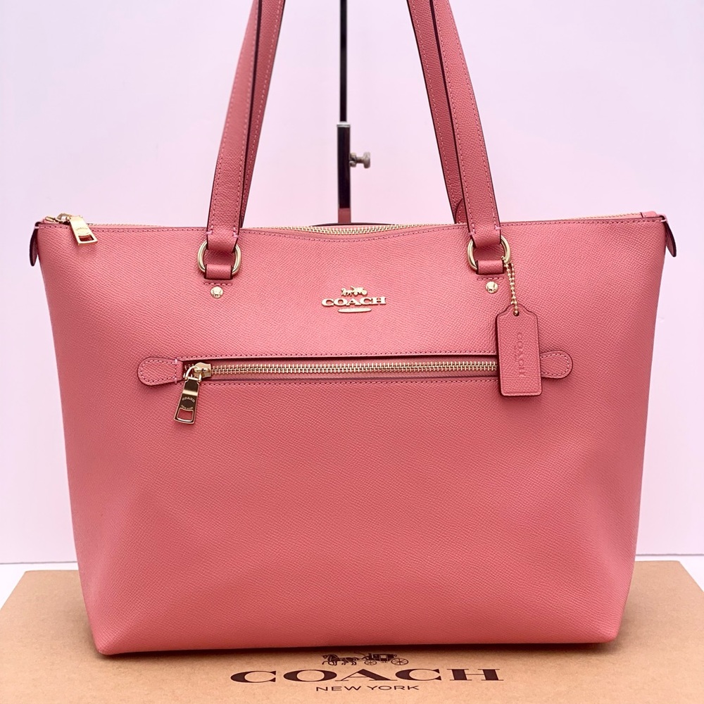 Coach Large Leather Gallery Tote Shoulder Bag Pink